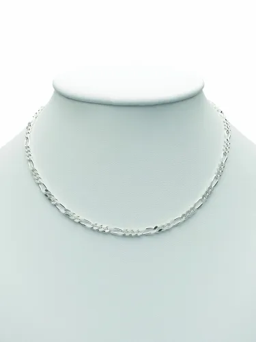 Silberkette ADELIA´S "925 Silber Figaro Halskette 50 cm Ø 3,4 mm" Halsketten Gr. 50, Silber 925 (Sterlingsilber), silberfarben (silber) Damen Silberke...