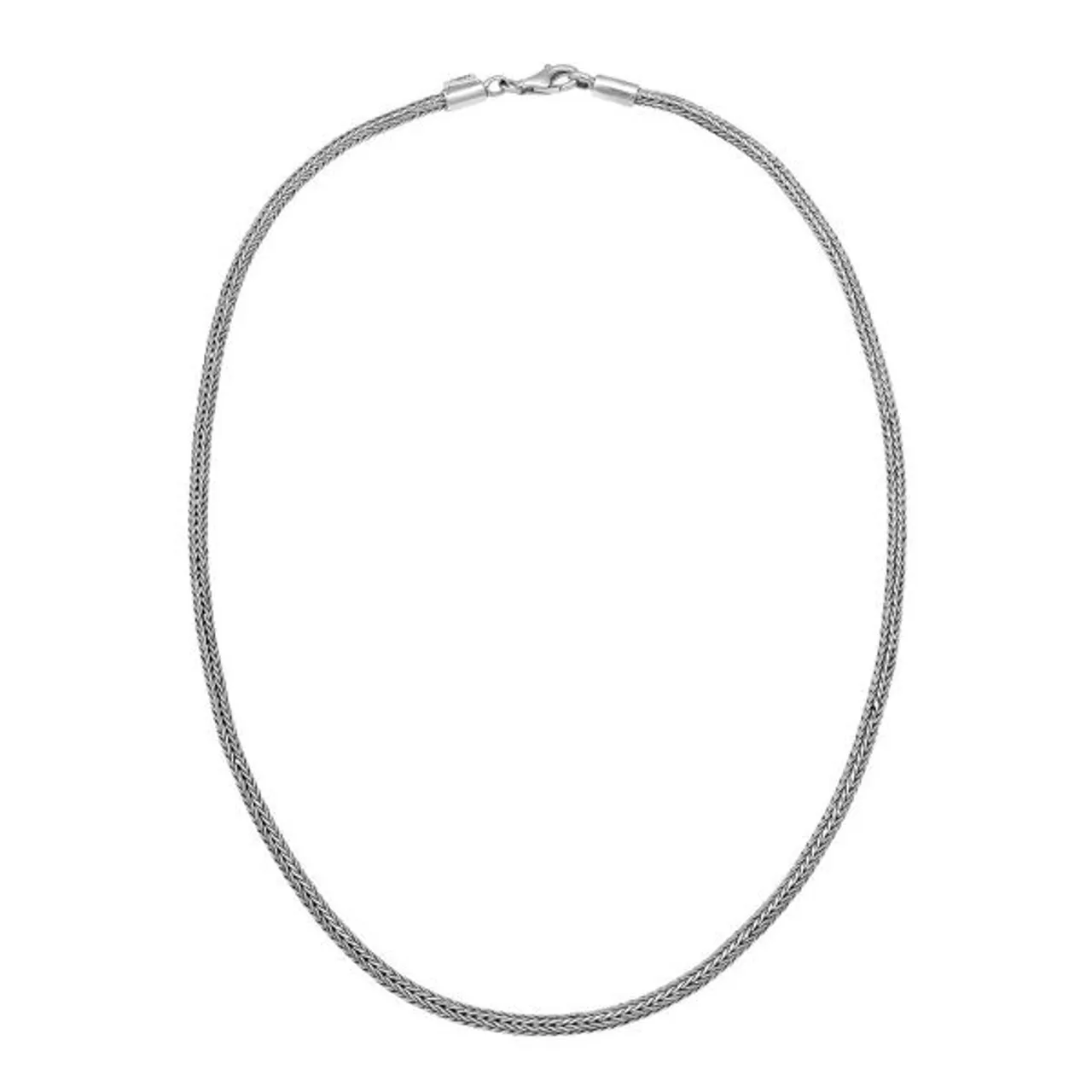 Silberkette KUZZOI "Männer Zopf Schlangenkette 4mm Oxidiert 925 Silber" Halsketten Gr. 60, ohne Stein, Silber 925 (Sterlingsilber), Länge: 50 cm, silb...