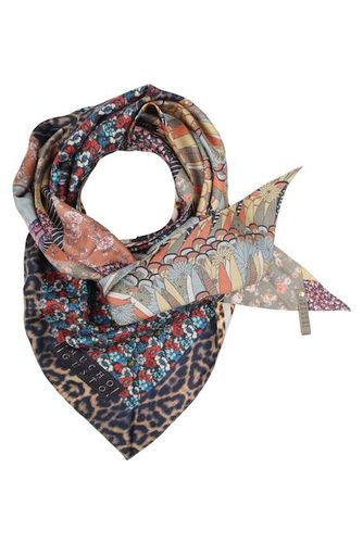 Silk Triangle Scarf St. Tropez Leopard And Flowers Green, Re