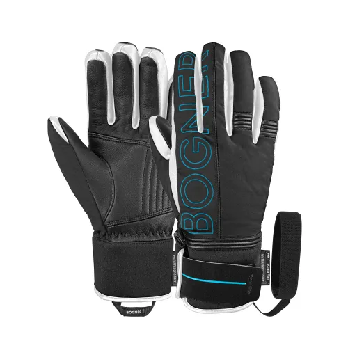 Skihandschuhe BOGNER "Ben R-TEXXT" Gr. 9, schwarz (schwarz, blau) Damen Handschuhe Fingerhandschuhe