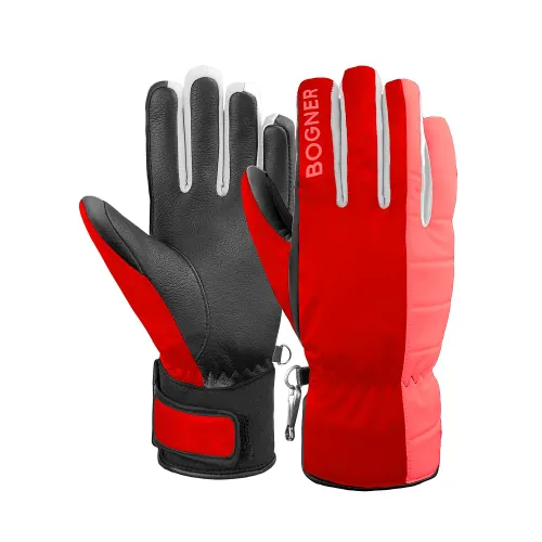 Skihandschuhe BOGNER "Cadis" Gr. 6,5, rot (rot, schwarz) Damen Handschuhe Sporthandschuhe
