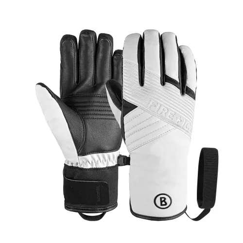 Skihandschuhe BOGNER "F+I Ina" Gr. 7,5, schwarz-weiß (weiß, schwarz) Damen Handschuhe Sporthandschuhe