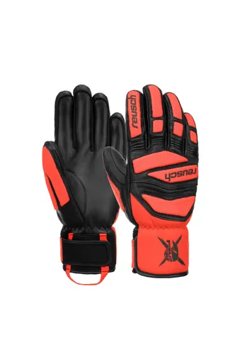 Skihandschuhe REUSCH "Worldcup Warrior DH" Gr. 10, schwarz (schwarz, rot) Damen Handschuhe Sporthandschuhe