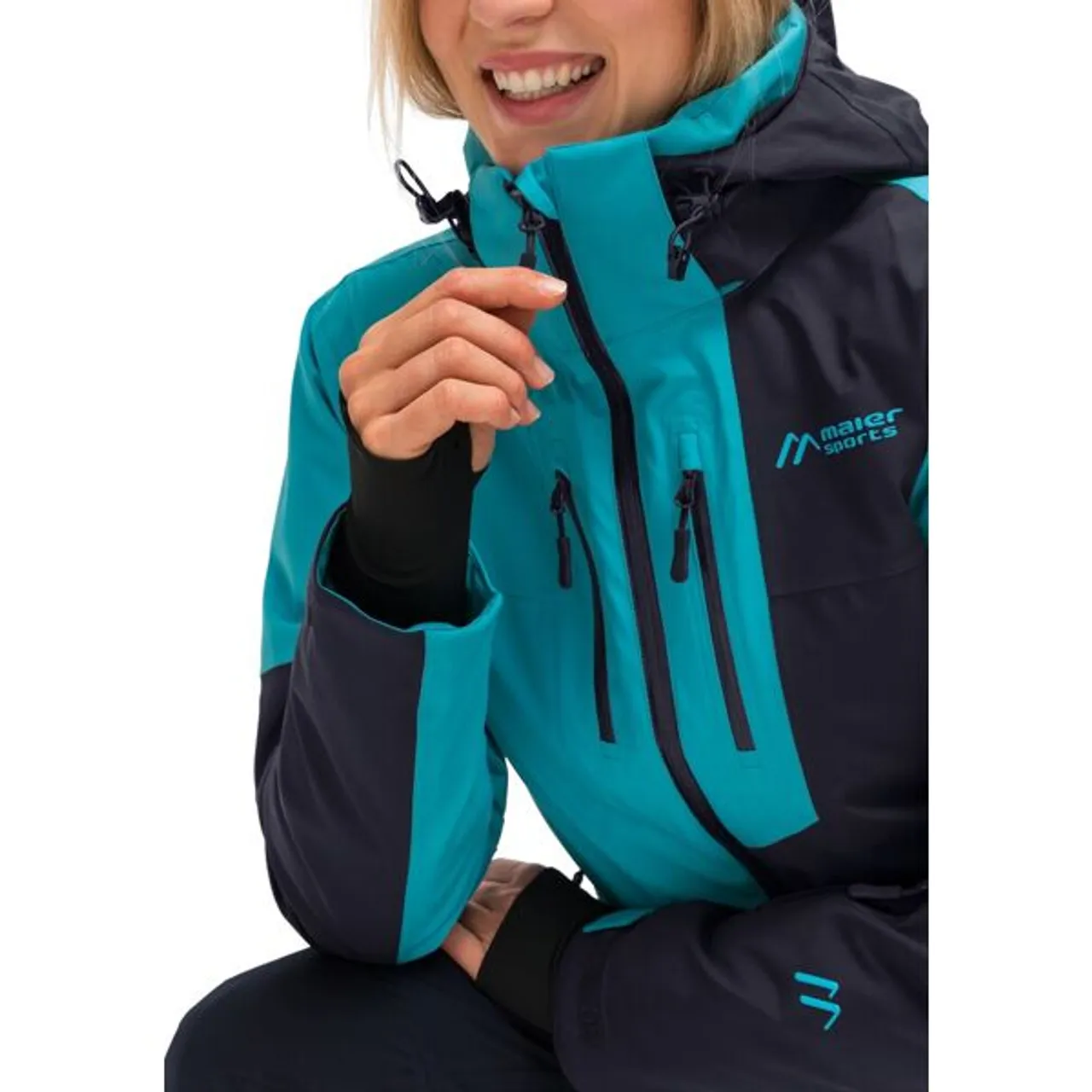 Skijacke MAIER SPORTS "Manzaneda" Gr. 38, blau (tealpop, nightsky) Damen Jacken Sportjacken