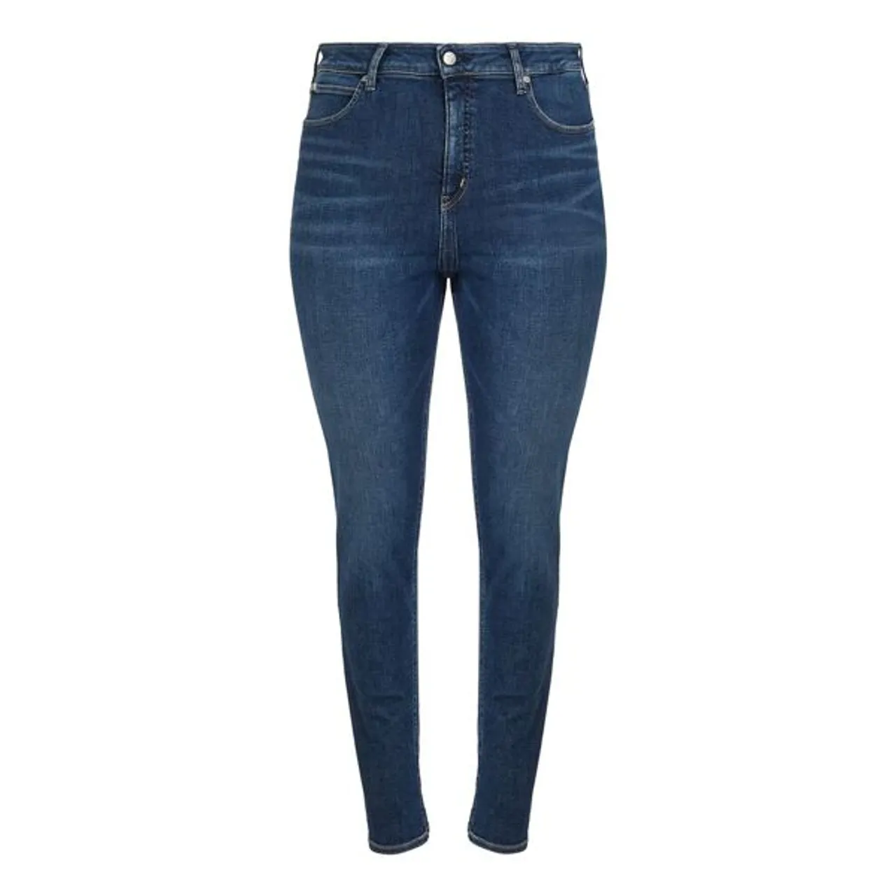 Skinny-fit-Jeans CALVIN KLEIN JEANS PLUS "HIGH RISE SKINNY PLUS" Gr. 38, N-Gr, blau (denim dark) Damen Jeans Röhrenjeans