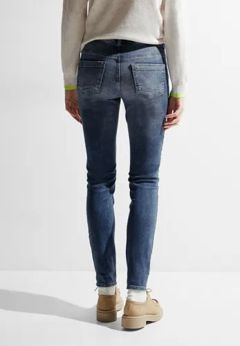 Skinny-fit-Jeans CECIL Gr. 32, Länge 30, blau (mid blue used wash) Damen Jeans Röhrenjeans High Waist