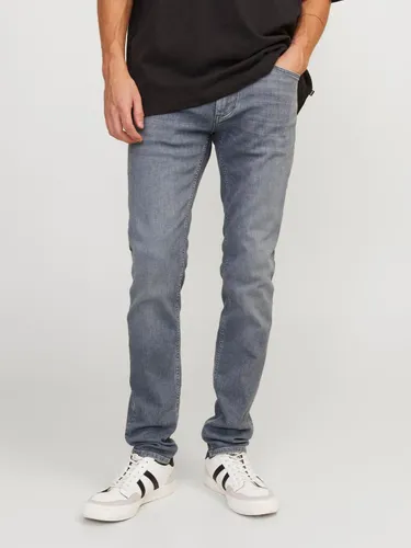 Skinny-fit-Jeans JACK & JONES "LIAM EVEN" Gr. 33, Länge 34, grau (grey denim) Herren Jeans