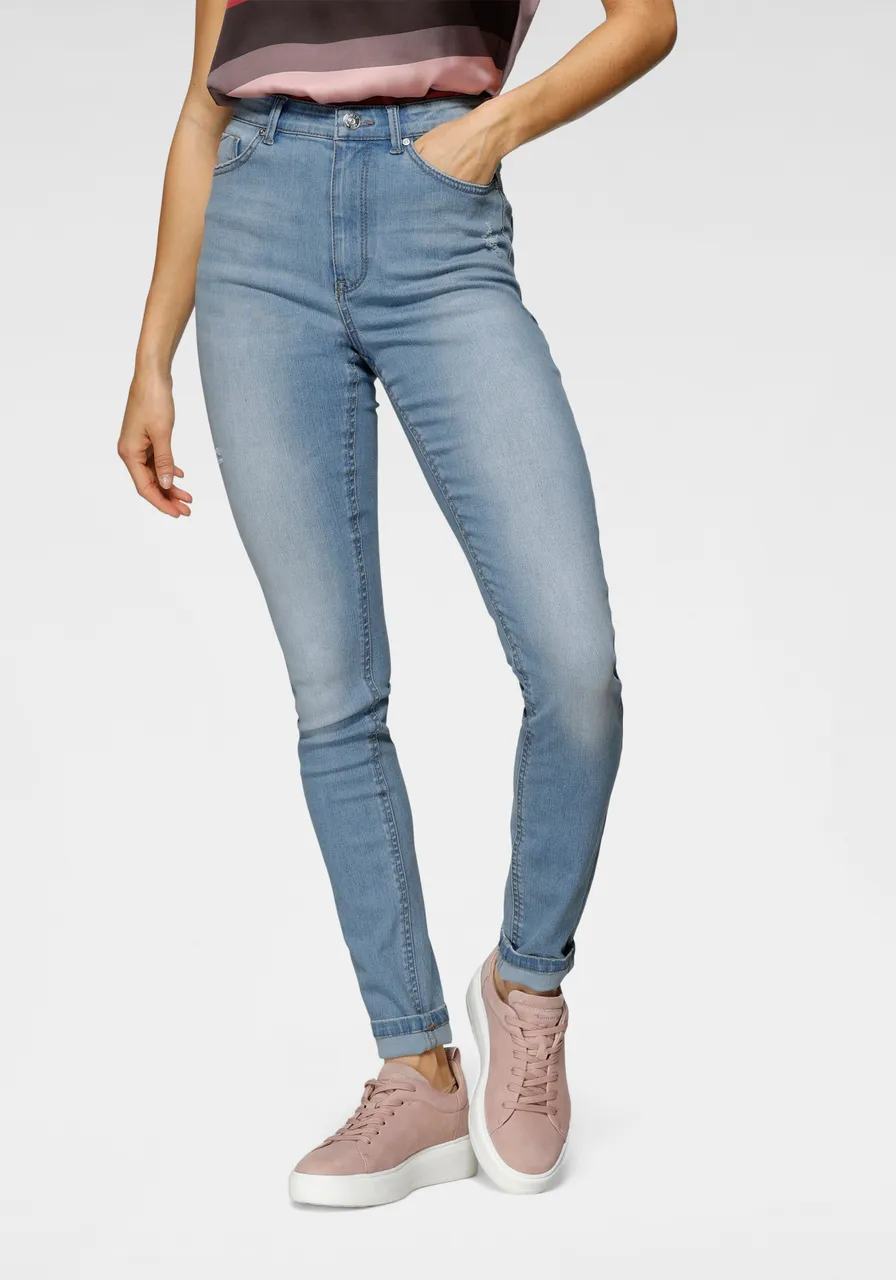 Skinny-fit-Jeans ONLY "ONLPAOLA" Gr. XS, Länge 34, blau (light blue denim) Damen Jeans 5-Pocket-Jeans Röhrenjeans