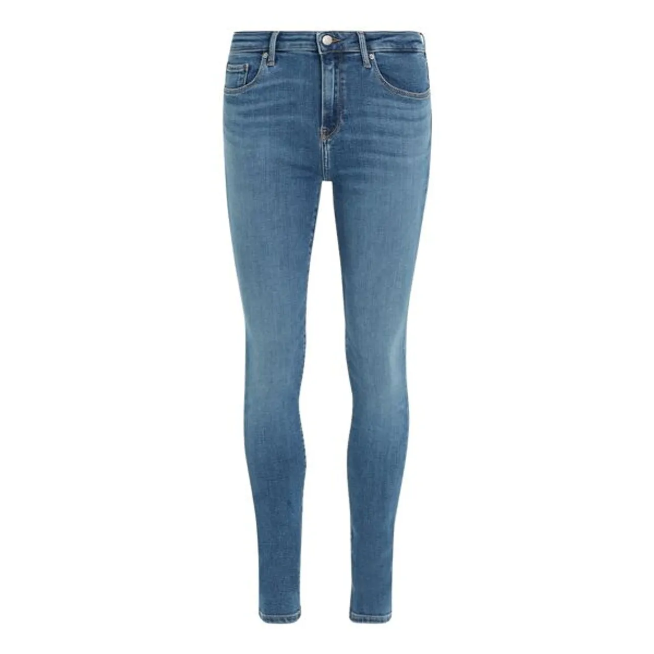 Skinny-fit-Jeans TOMMY HILFIGER "TH FLEX COMO SKINNY RW GYA" Gr. 25, Länge 32, blau (mel) Damen Jeans Röhrenjeans