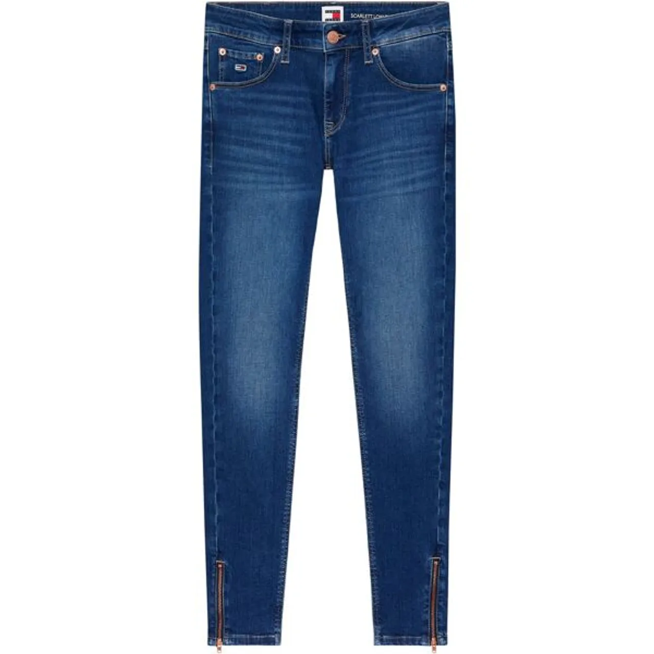 Skinny-fit-Jeans TOMMY JEANS "SCARLETT LW SKN ANK ZIP AH1239" Gr. 33, Länge 32, blau (denim_medium) Damen Jeans Röhrenjeans