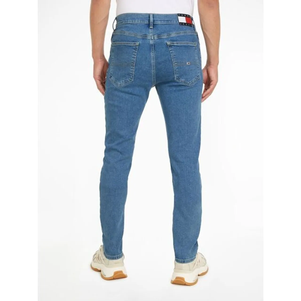 Skinny-fit-Jeans TOMMY JEANS "SIMON SKNY" Gr. 32, Länge 32, blau (mid blue) Herren Jeans Skinny-Jeans im 5-Pocket-Style