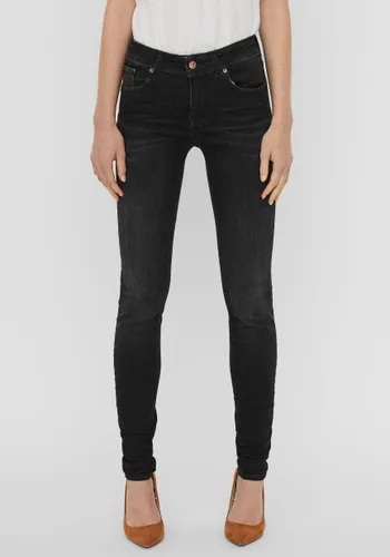 Skinny-fit-Jeans VERO MODA "VMLUX MR SLIM JEANS" Gr. XS, Länge 34, schwarz (black) Damen Jeans 5-Pocket-Jeans Röhrenjeans