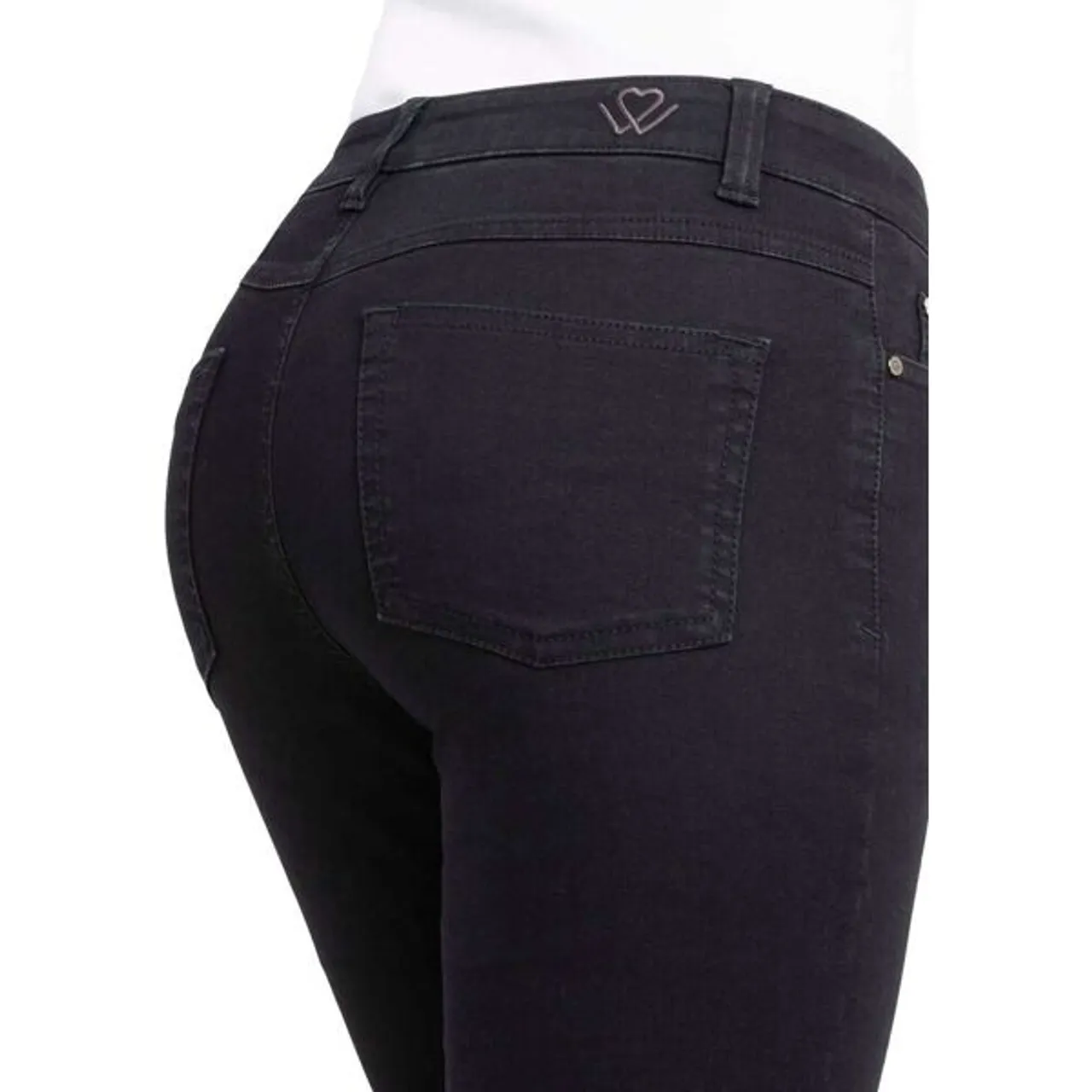 Skinny-fit-Jeans WONDERJEANS "Skinny-WS76-80" Gr. 34, Länge 32, schwarz (black denim) Damen Jeans Röhrenjeans Schmaler Skinny-Fit in hochelastischer Q...