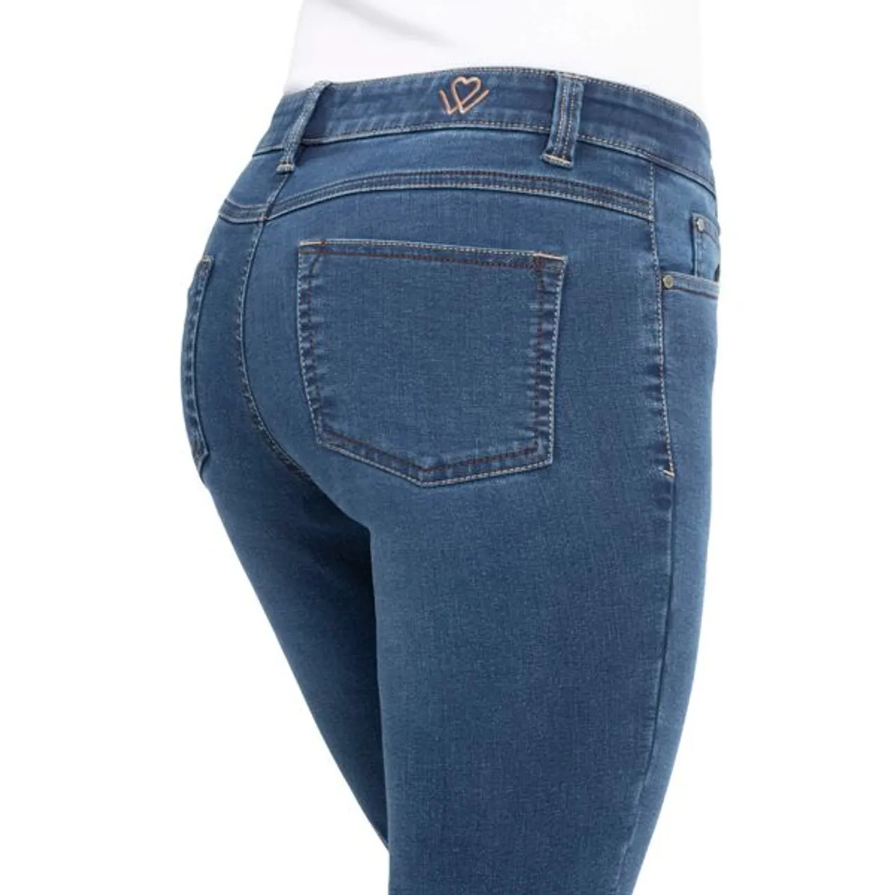 Skinny-fit-Jeans WONDERJEANS "Skinny-WS76-80" Gr. 40, Länge 32, blau (blue super wash) Damen Jeans Röhrenjeans Schmaler Skinny-Fit in hochelastischer...