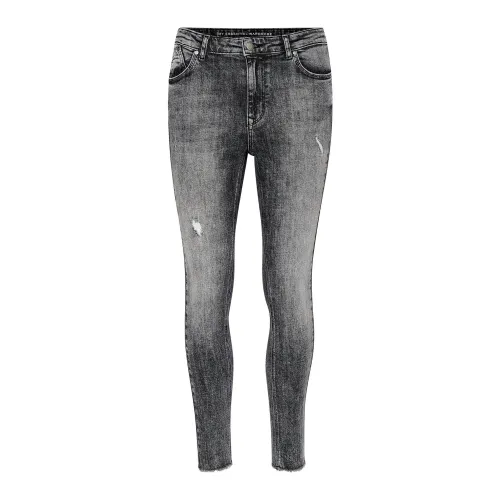 Slim Fit High Rise Graue Jeans mit Abgenutzten Details My Essential Wardrobe