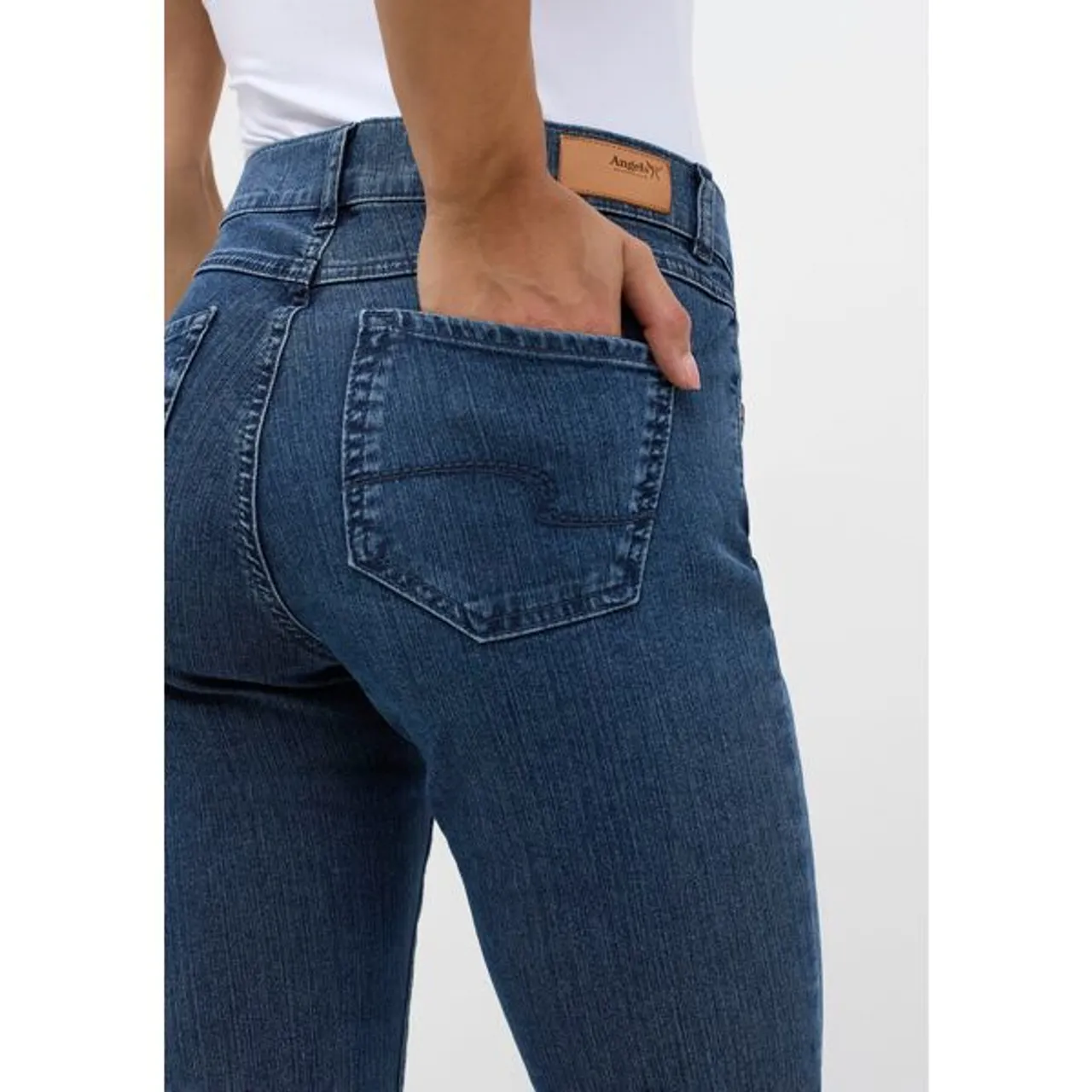 Slim-fit-Jeans ANGELS "CICI" Gr. 46, Länge 28, blau (blue) Damen Jeans Röhrenjeans