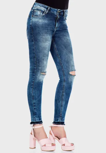 Slim-fit-Jeans CIPO & BAXX Gr. 26, Länge 34, blau Damen Jeans Röhrenjeans