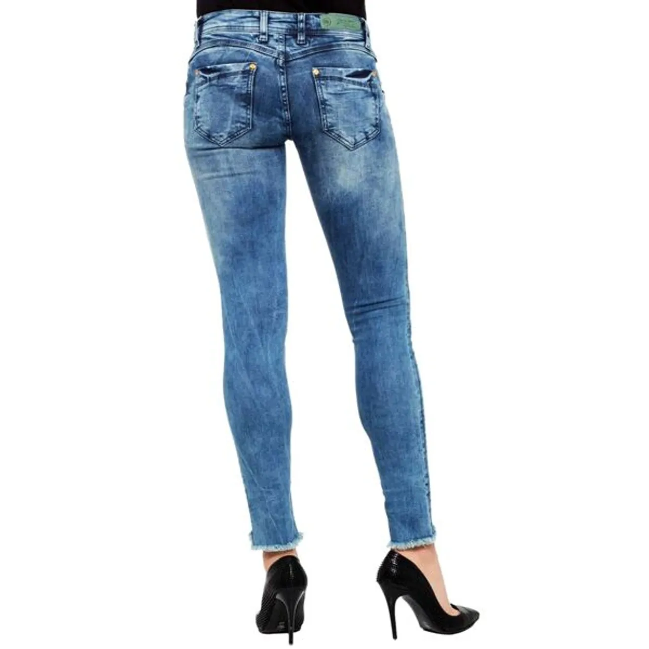 Slim-fit-Jeans CIPO & BAXX Gr. 27, Länge 34, blau (jeansblau) Damen Jeans Röhrenjeans
