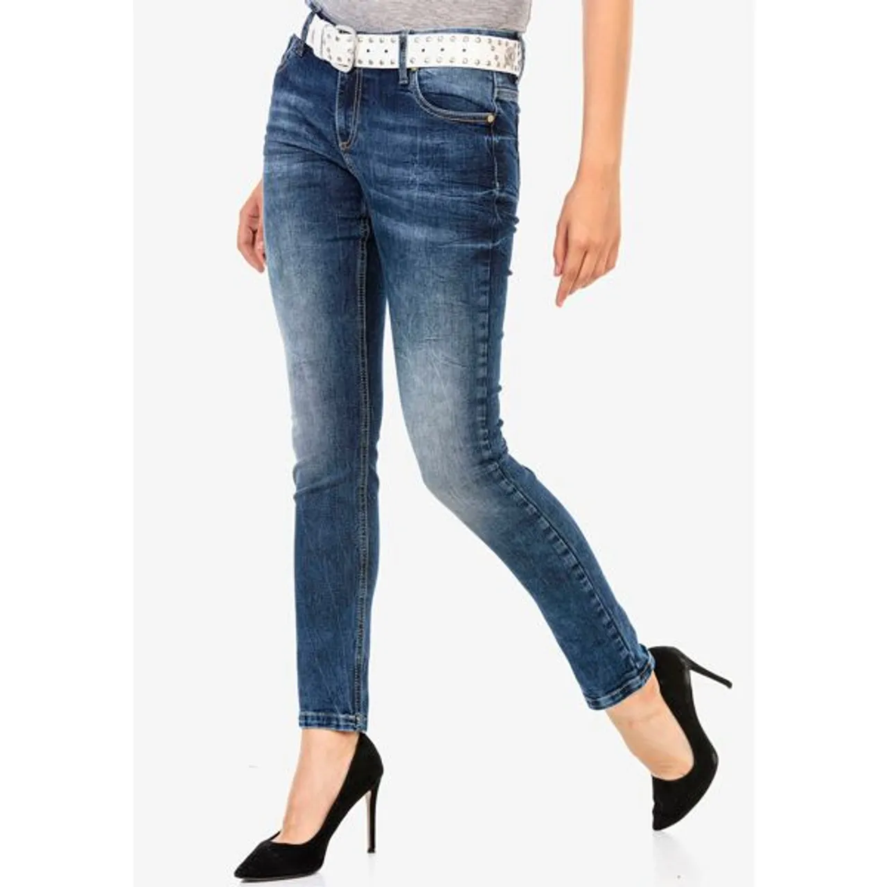 Slim-fit-Jeans CIPO & BAXX Gr. 30, Länge 34, blau (blue) Damen Jeans Röhrenjeans