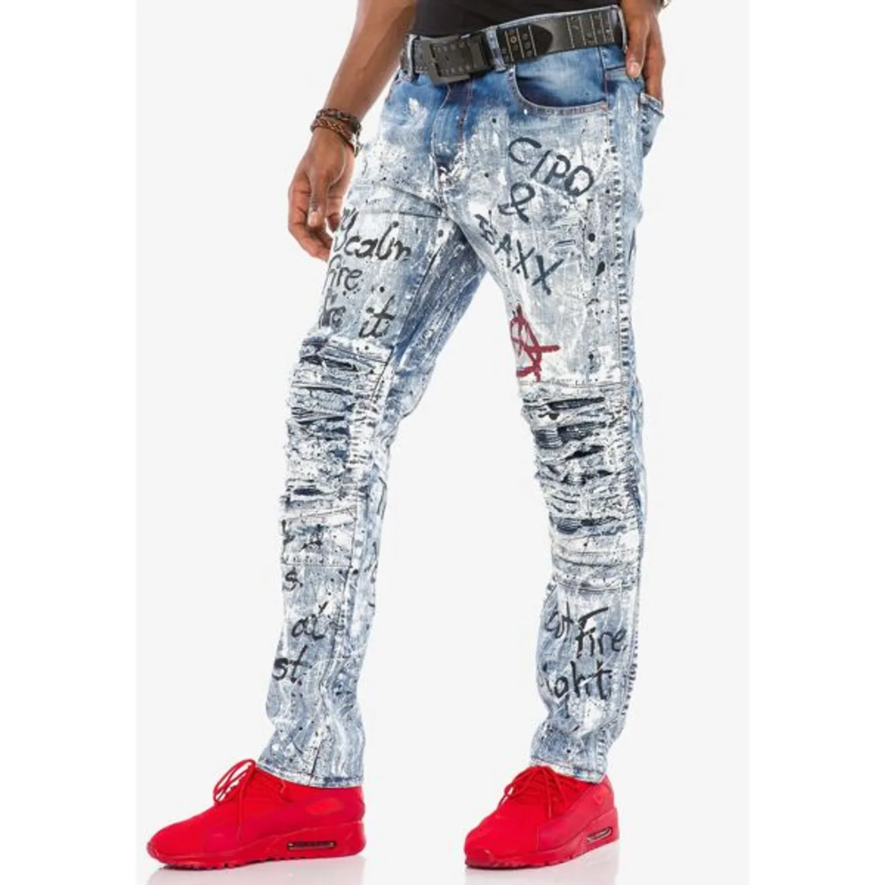 Slim-fit-Jeans CIPO & BAXX Gr. 40, Länge 34, blau Herren Jeans Slim Fit