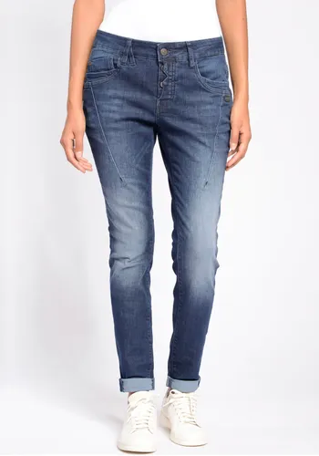 Slim-fit-Jeans GANG "94New Georgina" Gr. 29 (38), N-Gr, blau (dark blue) Damen Jeans Röhrenjeans mit charakteristischen Abnähern quer über den Obersch...