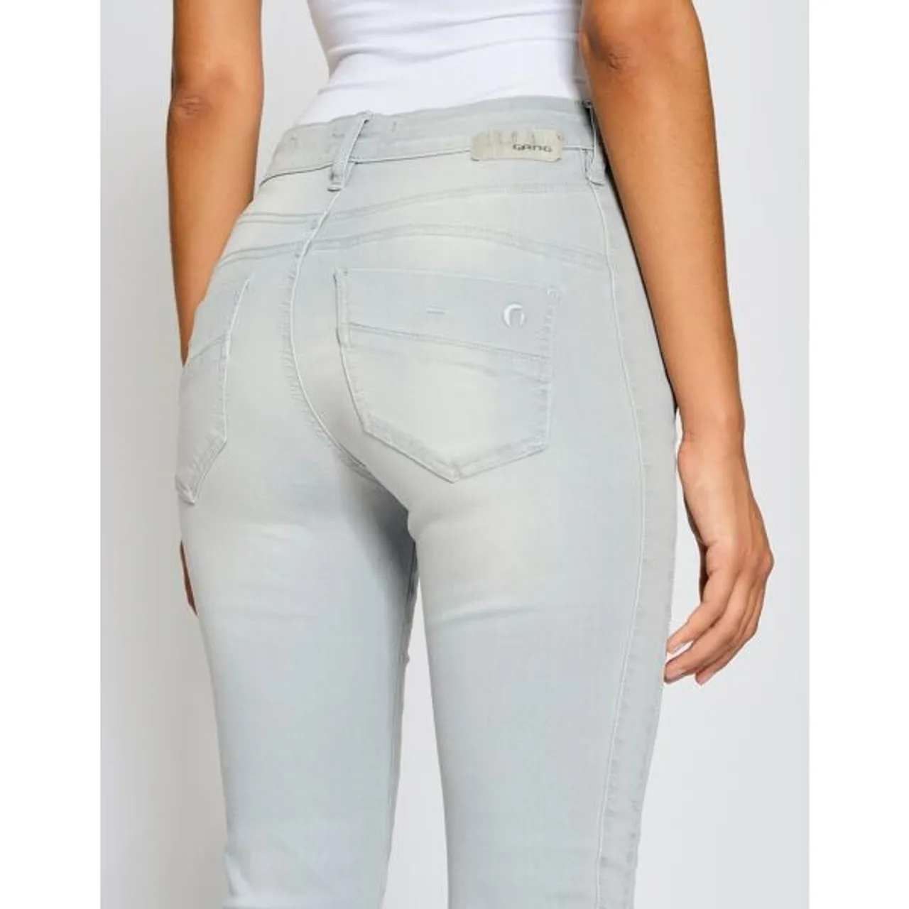 Slim-fit-Jeans GANG "94Sana" Gr. 28, N-Gr, grau (grey light noble) Damen Jeans Röhrenjeans