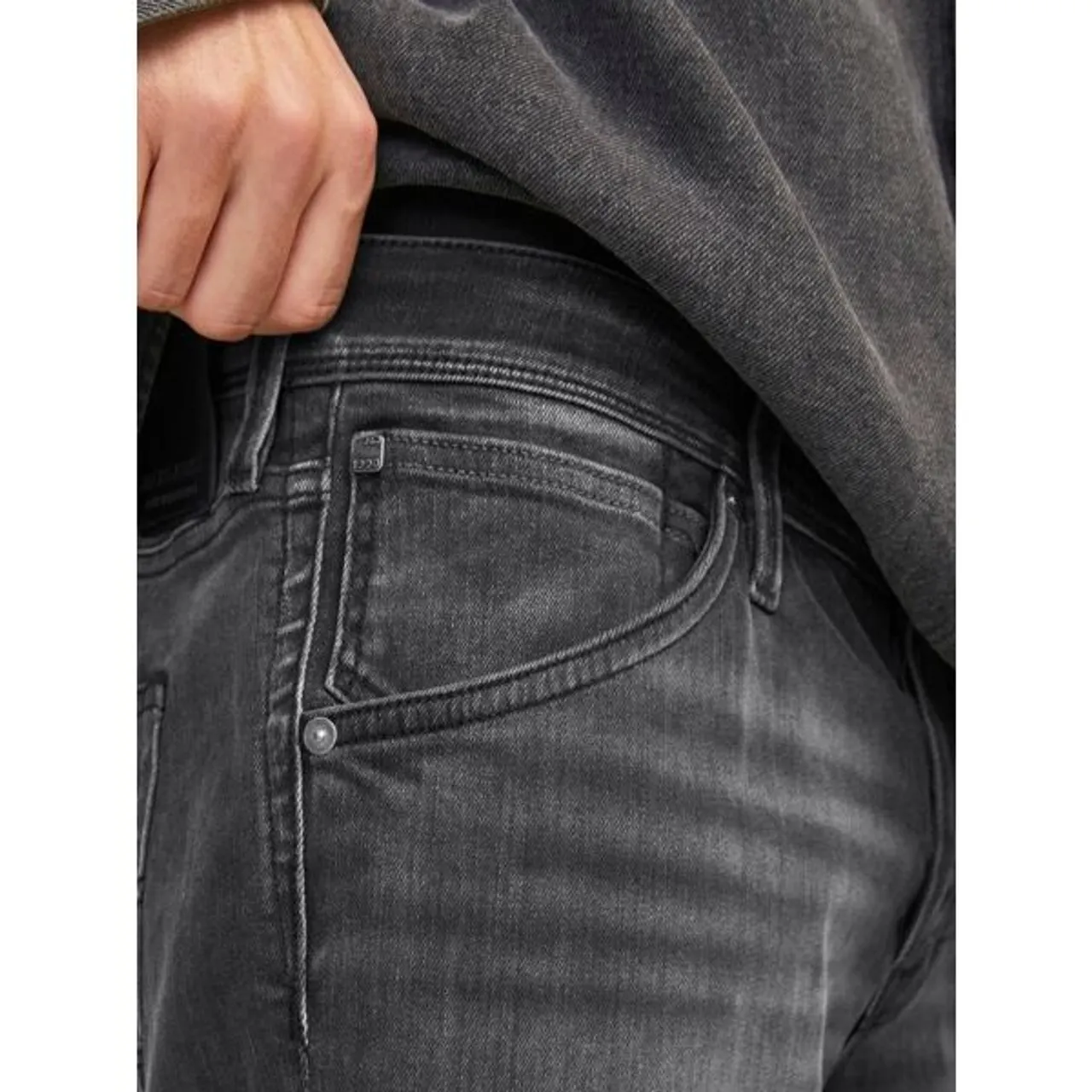 Slim-fit-Jeans JACK & JONES "JJIGLENN JJFOX 50SPS CB 036 NOOS" Gr. 32, Länge 34, schwarz (black denim) Herren Jeans Slim Fit