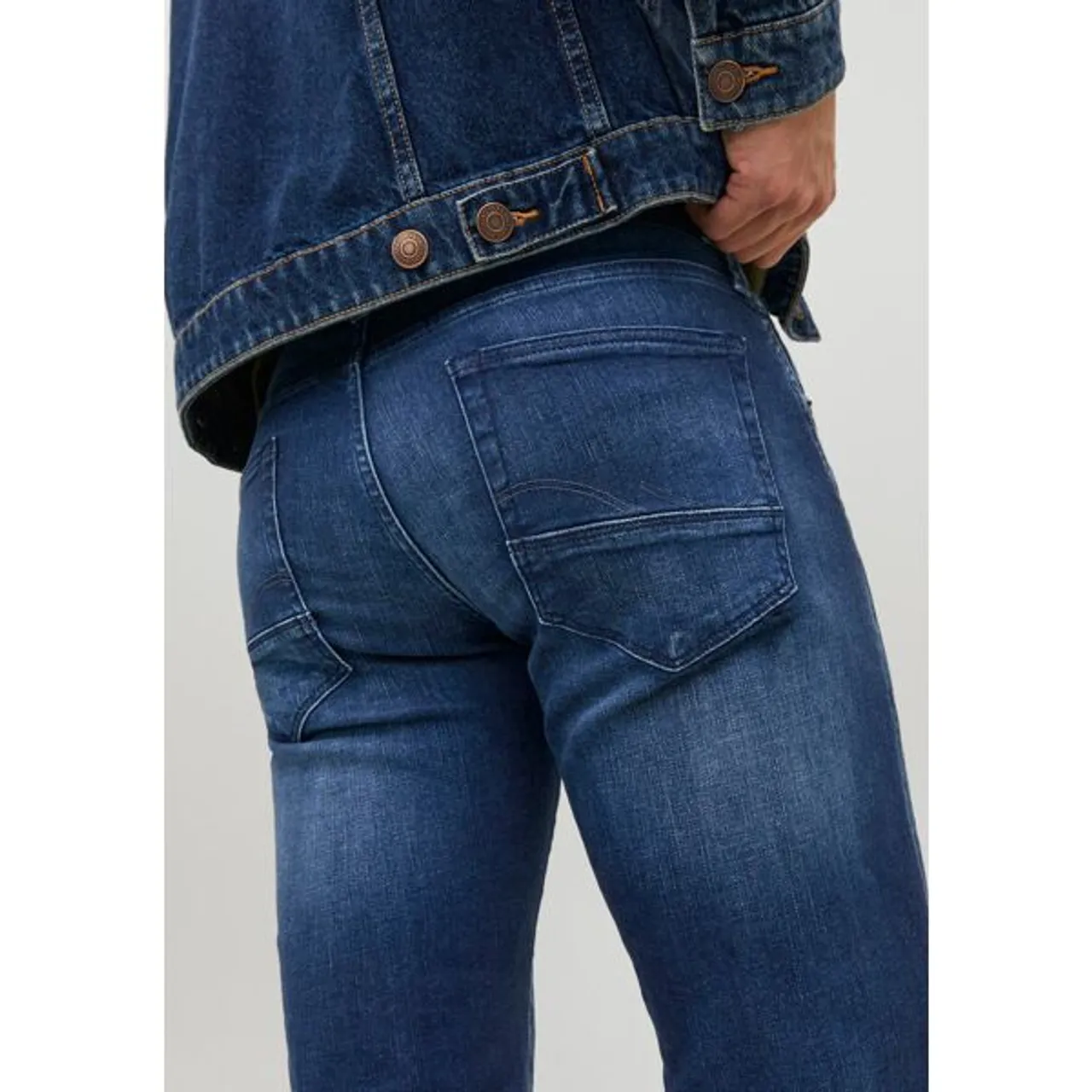 Slim-fit-Jeans JACK & JONES "JJIGLENN JJFOX JOS 047 50SPS" Gr. 29, Länge 32, blau (dark, blue, denim) Herren Jeans Slim Fit