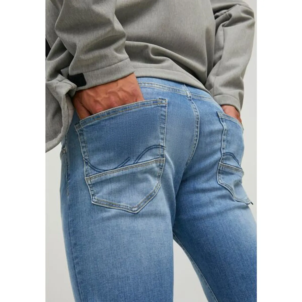 Slim-fit-Jeans JACK & JONES "JJIGLENN JJFOX JOS 047 50SPS" Gr. 30, Länge 34, blau (blue den) Herren Jeans Slim Fit