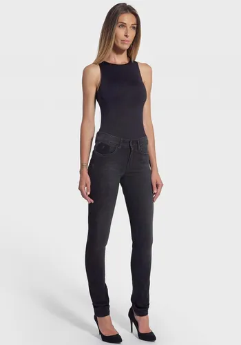 Slim-fit-Jeans KAPORAL "FLORE" Gr. 33, Länge 32, schwarz (olblbi) Damen Jeans Röhrenjeans mit coolem Design auf den Hosentaschen