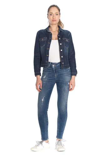 Slim-fit-Jeans LE TEMPS DES CERISES "POWERHIC" Gr. 29, US-Größen, blau Damen Jeans Röhrenjeans