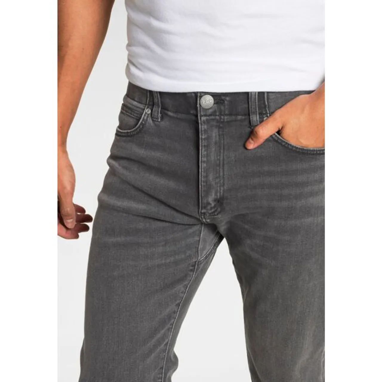 Slim-fit-Jeans LEE "Extrem Motion Slim" Gr. 40, Länge 32, grau (forge) Herren Jeans Slim Fit