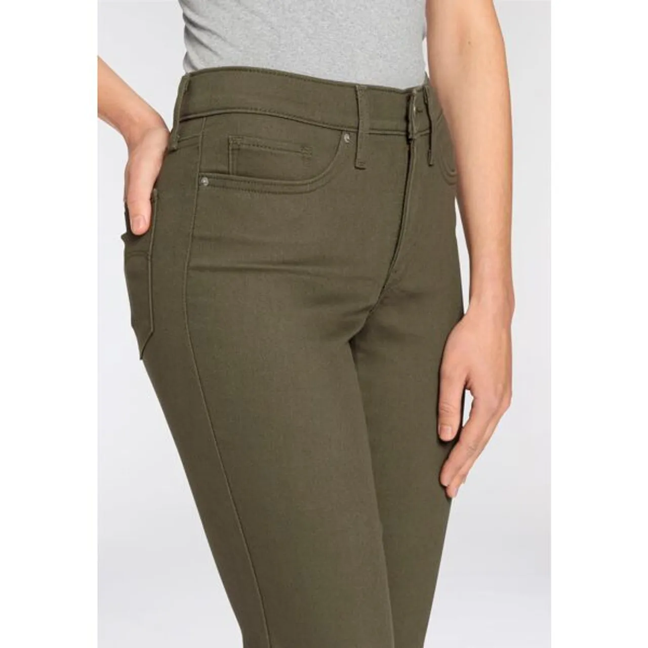 Slim-fit-Jeans LEVI'S "312 Shaping Slim" Gr. 32, Länge 32, grün (olive ght) Damen Jeans Röhrenjeans