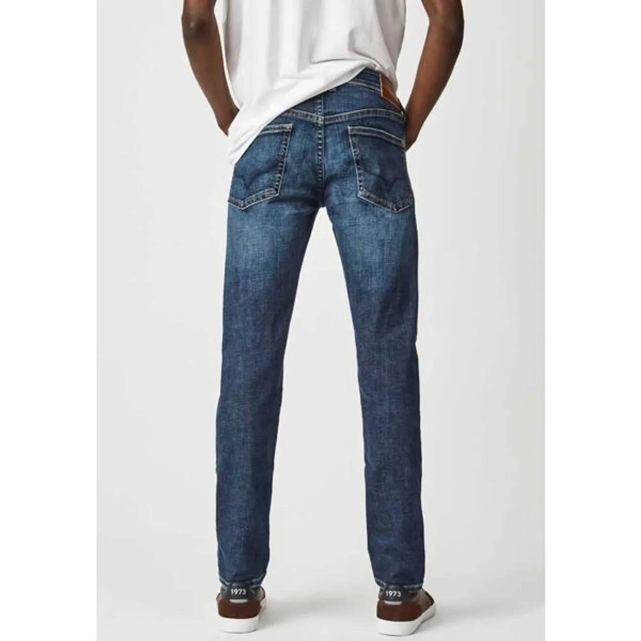 Slim-fit-Jeans PEPE JEANS "HATCH" Gr. 33, Länge 34, blau (dark, used) Herren Jeans Slim Fit