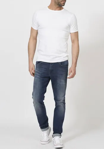 Slim-fit-Jeans PETROL INDUSTRIES "Seaham" Gr. 32, Länge 34, blau (dark, coated) Herren Jeans Slim Fit