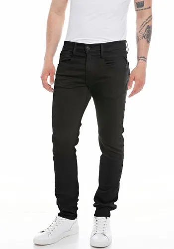 Slim-fit-Jeans REPLAY "Anbass" Gr. 33, Länge 32, schwarz (black) Herren Jeans Slim Fit