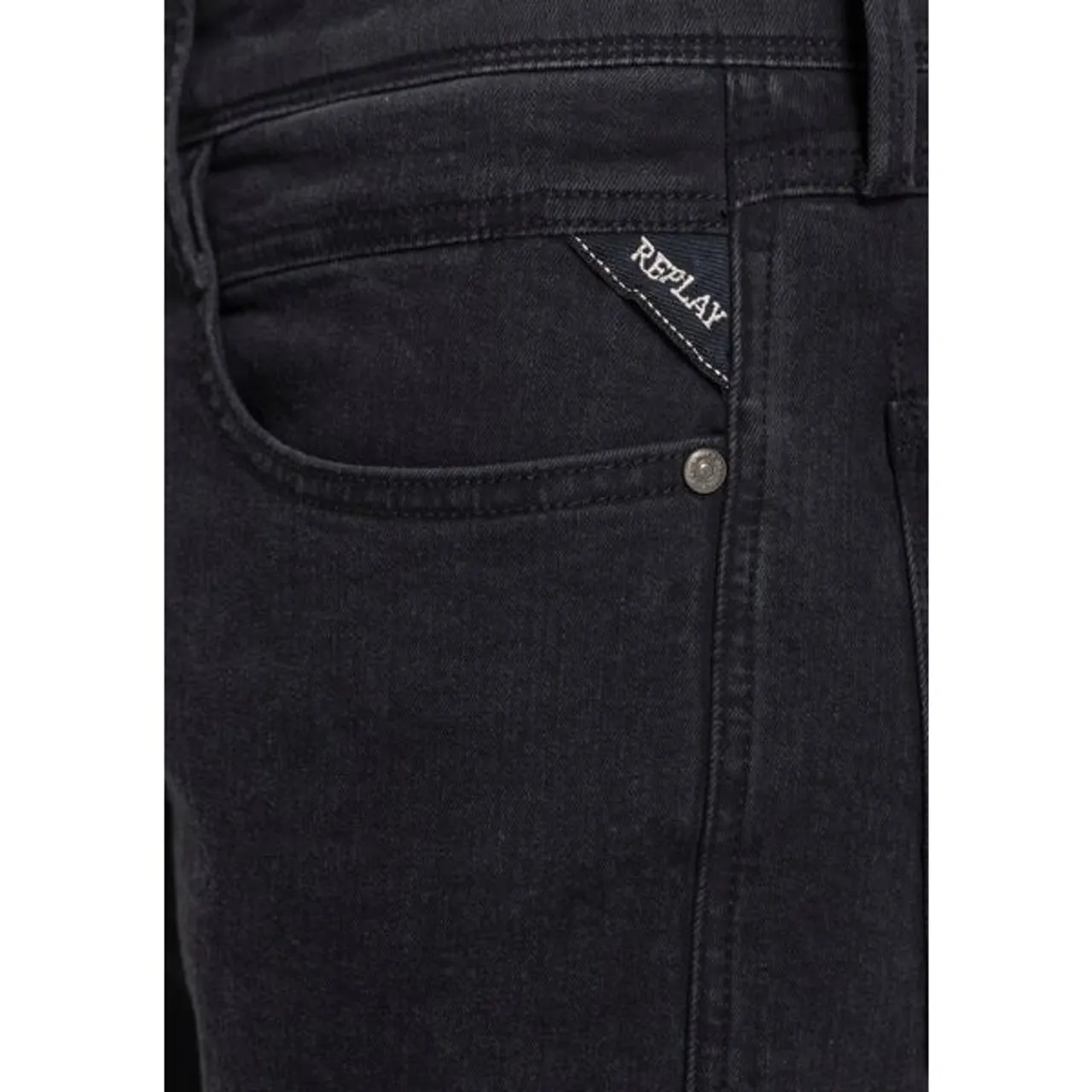 Slim-fit-Jeans REPLAY "ANBASS" Gr. 34, Länge 36, schwarz (black, wash) Herren Jeans Slim Fit
