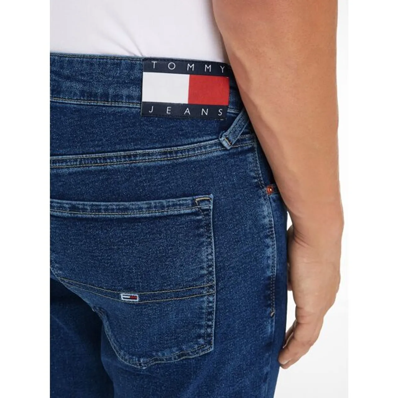 Slim-fit-Jeans TOMMY JEANS "SCANTON Y" Gr. 34, Länge 34, blau (dark medium 1a5) Herren Jeans Regular Fit