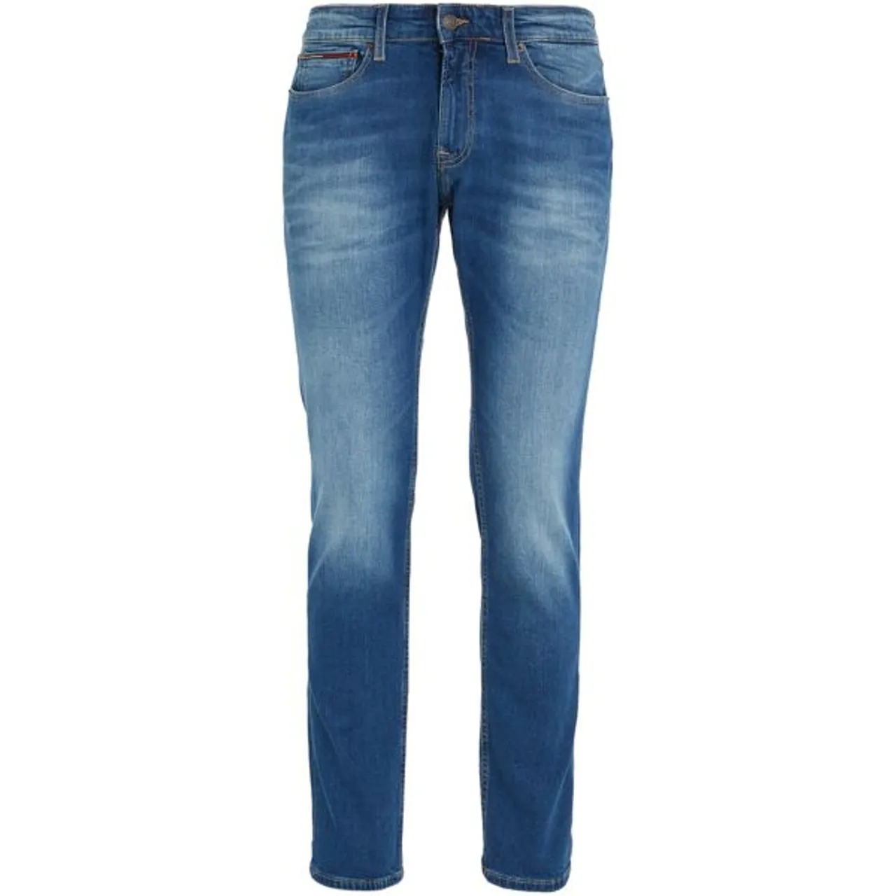Slim-fit-Jeans TOMMY JEANS "SLIM SCANTON" Gr. 31, Länge 36, blau (wilson mid blue stretch) Herren Jeans Slim Fit