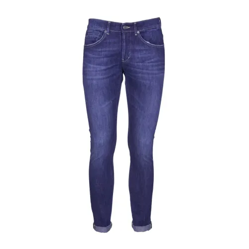 Slim-fit Jeans,Blaue Denim-Jeans mit Logodetail Dondup