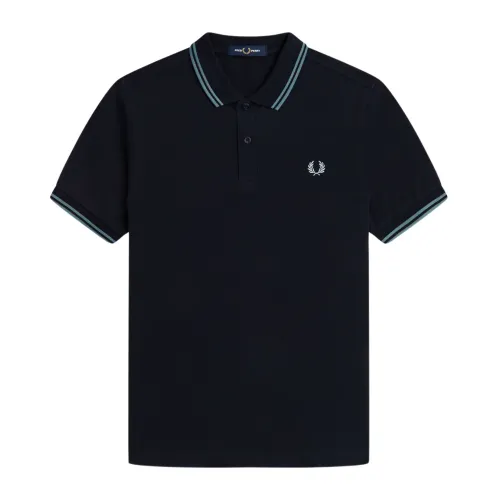 Slim Fit Twin Tipped Polo in Navy/Silver Blue Fred Perry