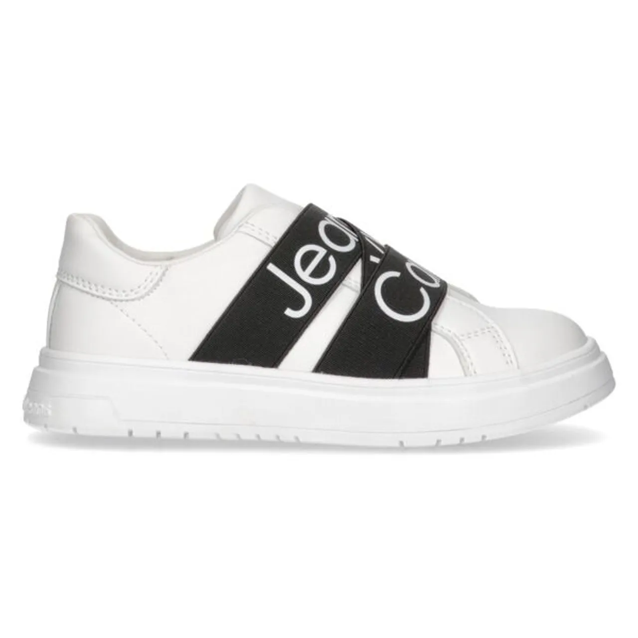 Slip-On Sneaker CALVIN KLEIN JEANS "LOW CUT SNEAKER" Gr. 37, schwarz-weiß (weiß, schwarz) Kinder Schuhe Sneaker