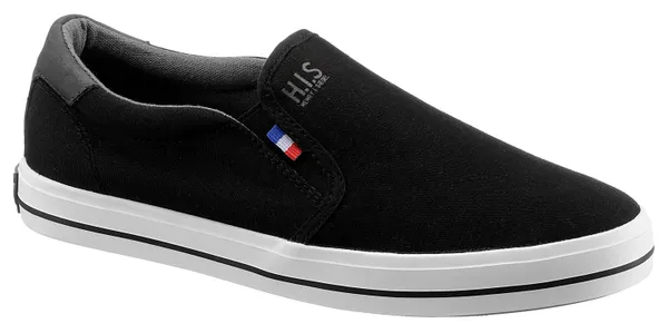 Slip-On Sneaker H.I.S Gr. 45, schwarz-weiß (schwarz, weiß) Herren Schuhe Stoffschuhe