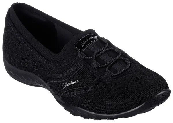 Slip-On Sneaker SKECHERS "BREATHE-EASY-MY SWEETS" Gr. 35, schwarz (schwarz, uni) Damen Schuhe Sneaker