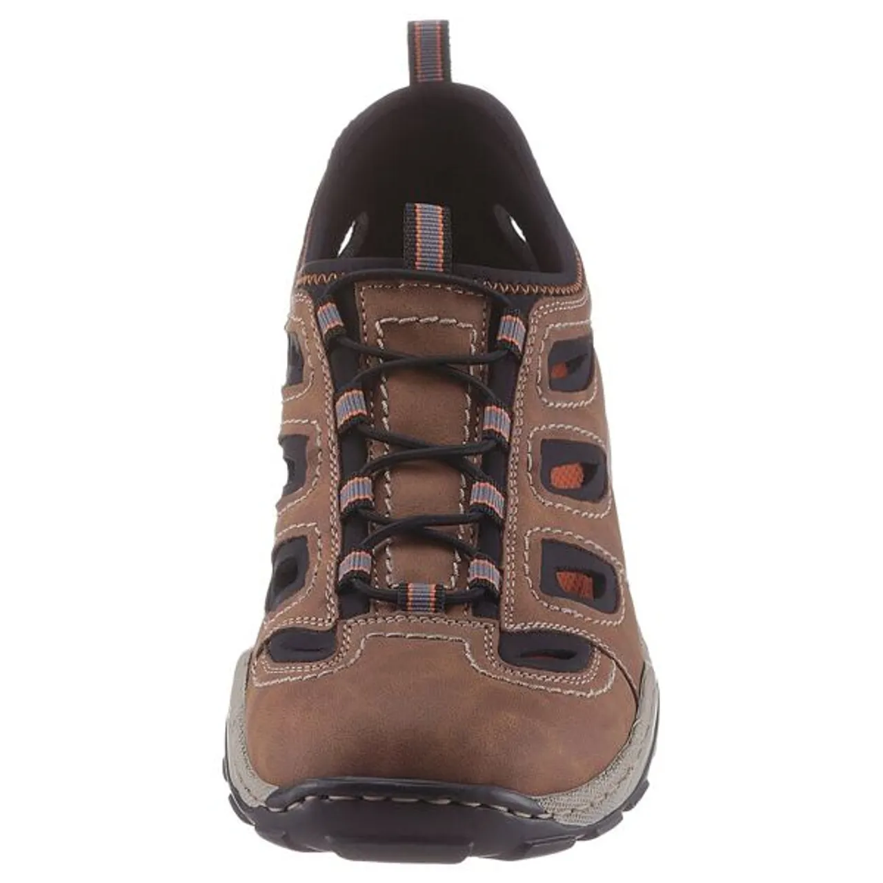 Slipper RIEKER Gr. 40, braun (braun schwarz) Herren Schuhe Stoffschuhe Trekking Schuh, Sandale, Sommerschuh mit praktischem Gummizug