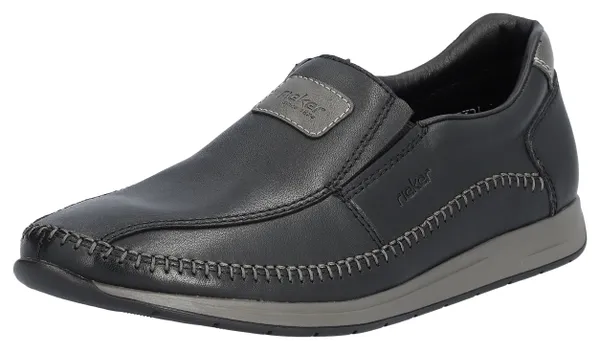Slipper RIEKER Gr. 44, schwarz Herren Schuhe Slipper Mokassin, Loafer, Komfortschuh mit aufwendiger Rahmennaht