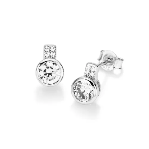 Smart Jewel - Ohrstecker rund mit Zirkonia und Zargenfassung, Silber 925 Ohrringe Silber Damen