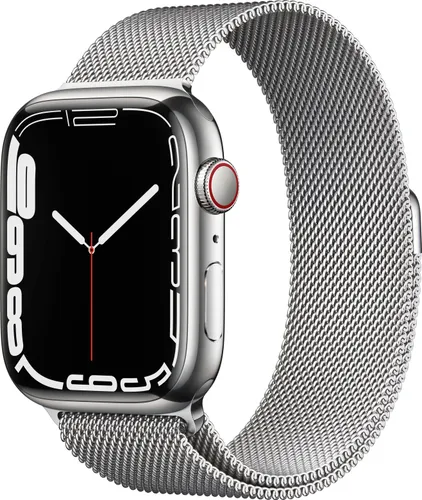 Smartwatch APPLE "Watch Series 7 GPS + Cellular, 45mm" Smartwatches beige (silver, starlight) Fitness-Tracker