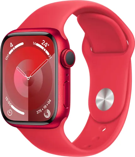 Smartwatch APPLE "Watch Series 9 GPS Aluminium 41mm M/L" Smartwatches rot Fitness-Tracker Sport Band