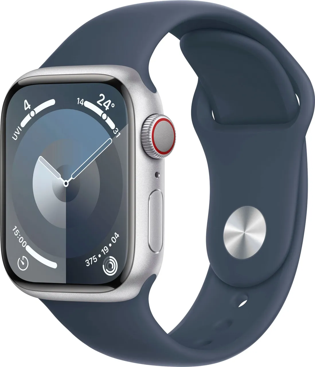 Smartwatch APPLE "Watch Series 9 GPS + Cellular 41mm Aluminium M/L" Smartwatches silberfarben (silber) Fitness-Tracker Sport Band
